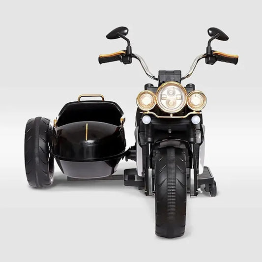 Moto infantil estilo chopper con cómodo sidecar