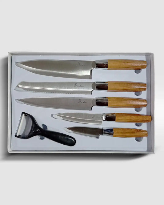Set de cuchillos mango de madera