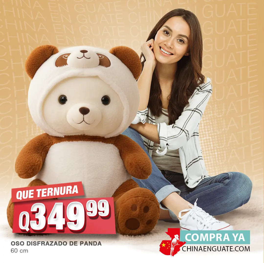 Tierno peluche de oso disfrazado de panda